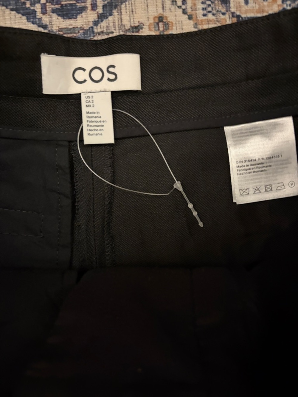 COS Black Linen Blend Wide-Leg Cropped Trousers - Picture 2 of 7